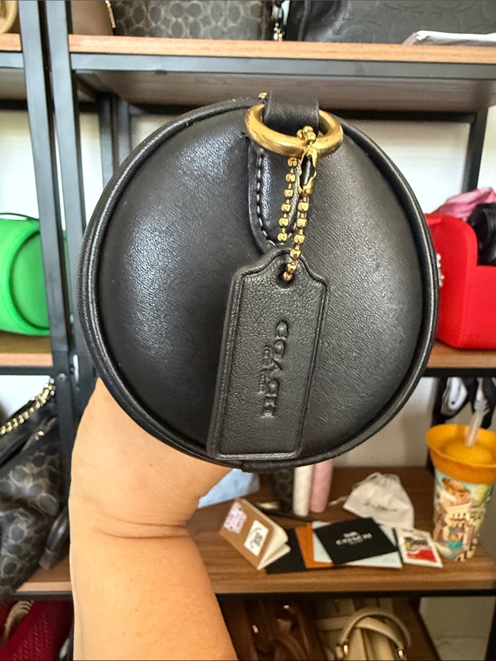 COACH Black Leather Cylindrical Crossbody with Gold Hardware - Picture 2 of 3